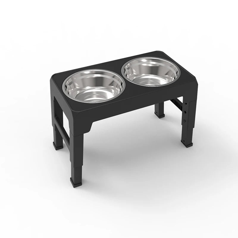 Pawsyjoy Elevated Dog Feeder Bowls Adjustable Raised Stand with Double Stainless Steel